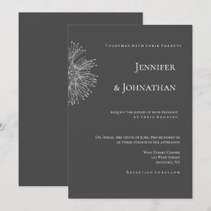 Chalkboard dandelion modern wedding invitations