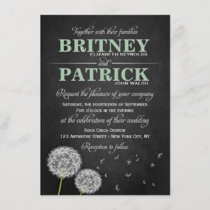 Chalkboard Dandelion Vintage Wedding Invitations