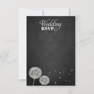 Chalkboard Dandelion Vintage Wedding RSVP Cards