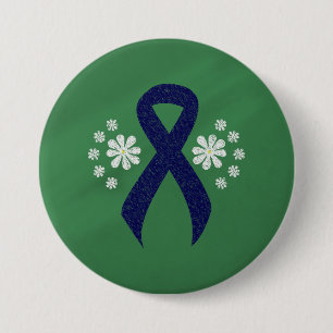 Chalkboard Dark Blue Ribbon 7.5 Cm Round Badge