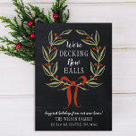 Chalkboard Decking The New Halls Moving Postcard<br><div class="desc">Vintage Chalk Holiday Wreath Decking The New Halls Moving Announcement</div>