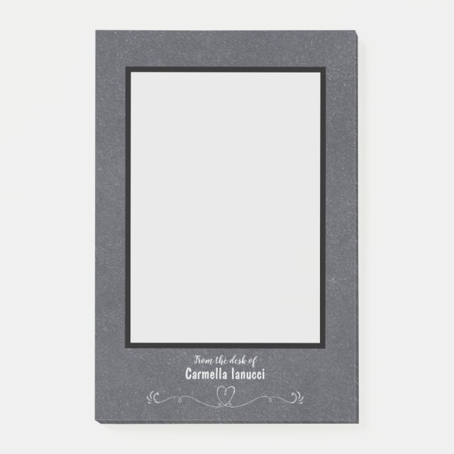 Chalkboard Design Personalized Name Heart Flourish Post-it Notes (Front)