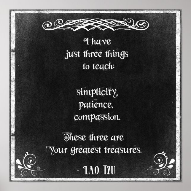 Chalkboard Design with Lao Tzu Inspirational Quote Poster (Front)
