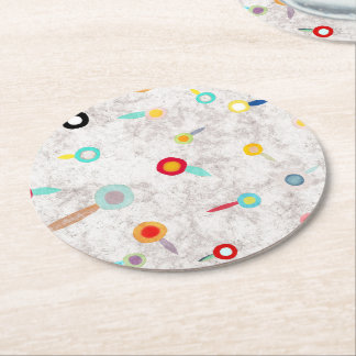 Chalkboard Designer Boho Wedding Round Paper Coaster