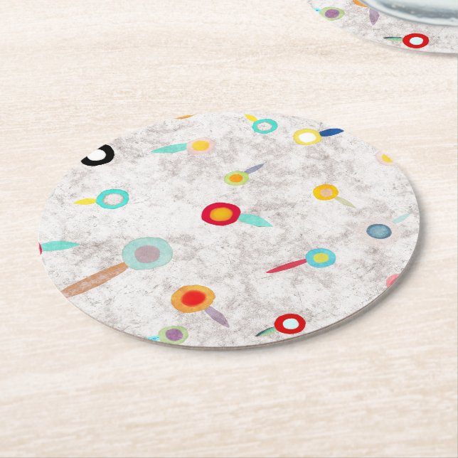 Chalkboard Designer Boho Wedding Round Paper Coaster (Angled)