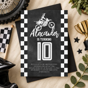 Chalkboard Dirt Bike Birthday Party Invitation