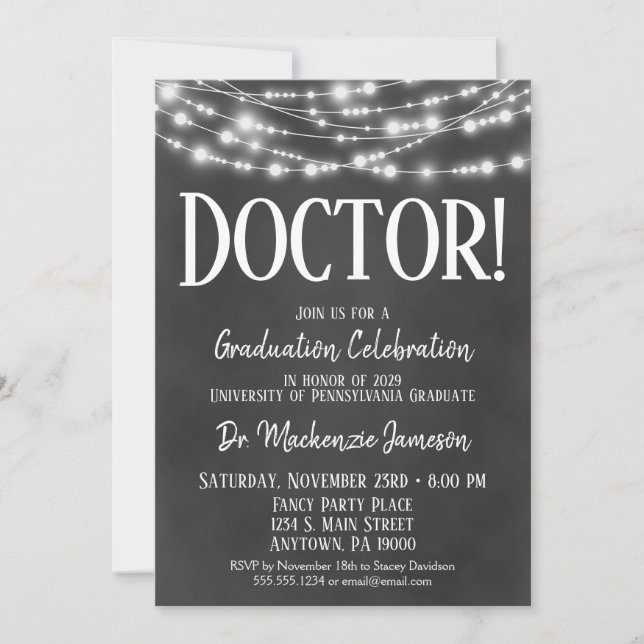 Chalkboard Doctor Graduation Party Invitation (Front)