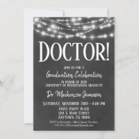 Chalkboard Doctor Graduation Party Invitation