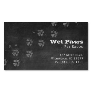 Chalkboard Dog Grooming Services Magnetic Business Card