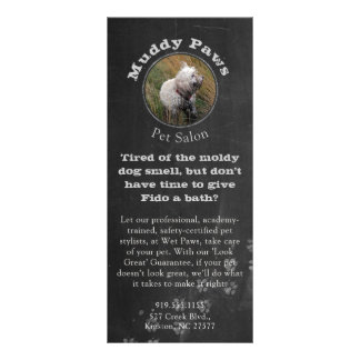 Chalkboard Dog Grooming Services Rack Card