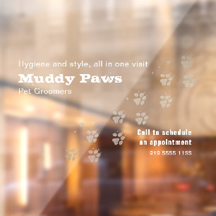 Chalkboard Dog Grooming Services Window Cling