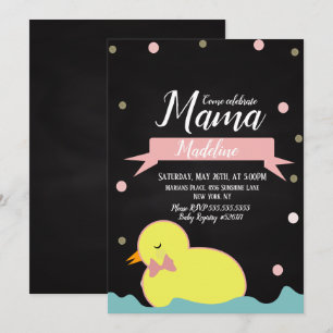 Chalkboard Duck Aquatic Faux Gold Baby Shower Invitation