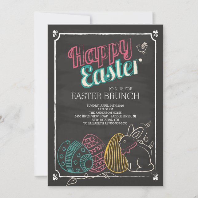 Chalkboard Easter Brunch Dinner Party Invitation (Front)