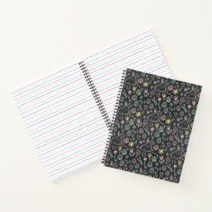 Chalkboard Easter Bunny Doodle Pattern Notebook