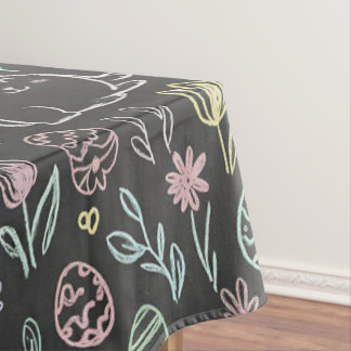 Chalkboard Easter Bunny Doodle Pattern Tablecloth