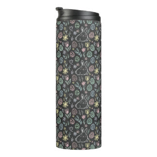 Chalkboard Easter Bunny Doodle Pattern Thermal Tumbler
