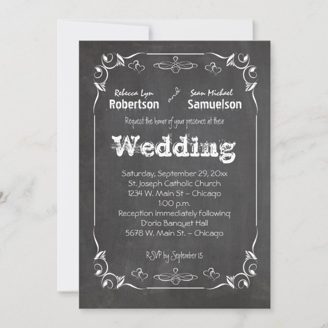 Chalkboard Eat Drink And Be Married Wedding Invite (Front)