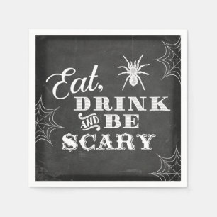 Chalkboard Eat Drink and Be Scary Halloween Party Napkin