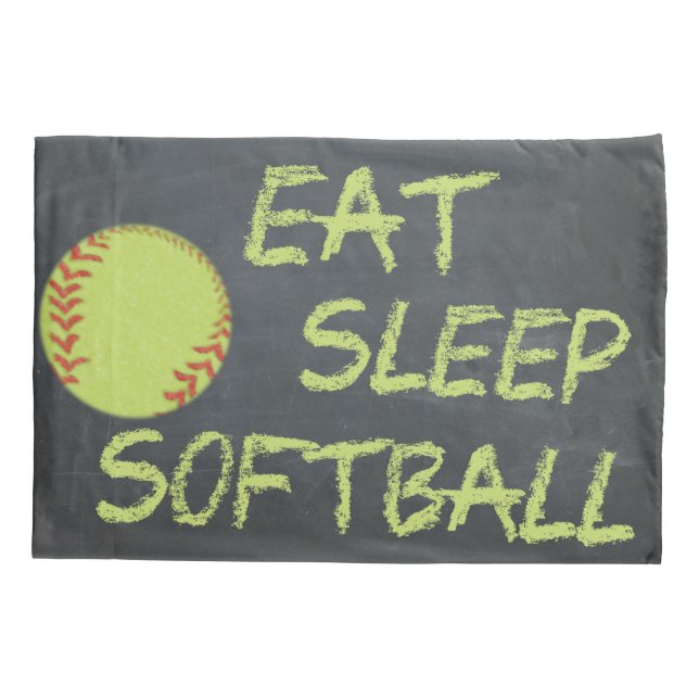 Chalkboard Eat Sleep Softball Pillowcase (Back)