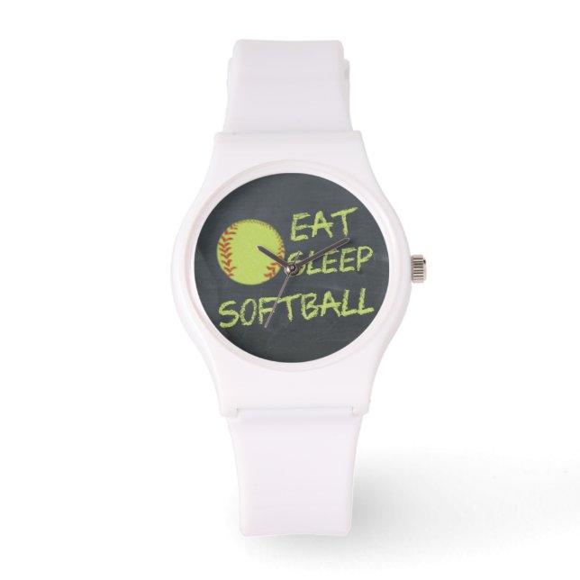 Chalkboard Eat Sleep Softball Watch (Front)