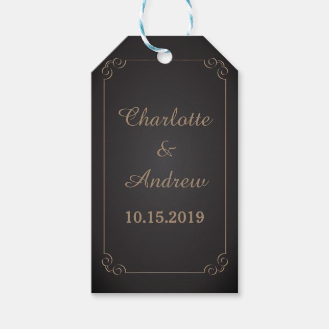 Chalkboard Elegant Frame Wedding Gift Tag (Front)