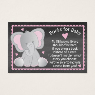 Chalkboard Elephant Baby Girl Shower Bring a Book