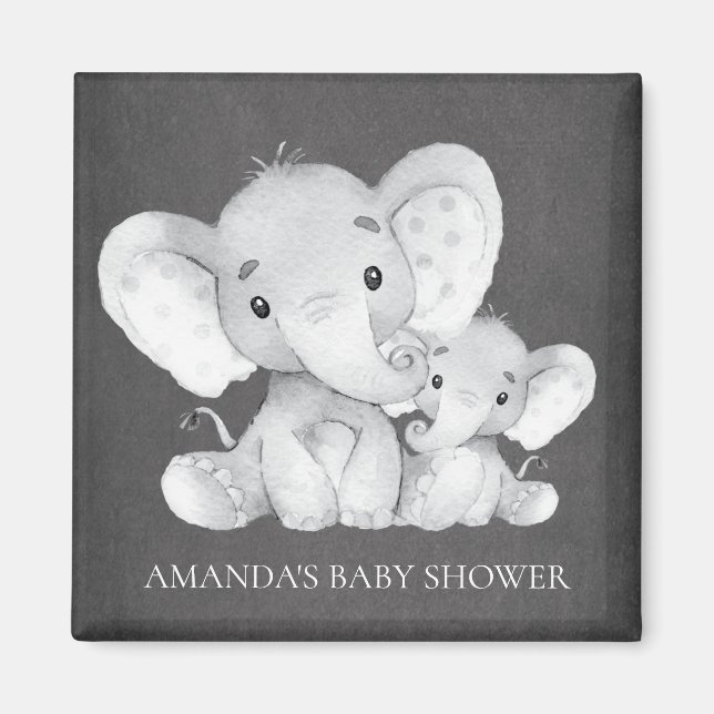 Chalkboard Elephant Baby Shower Favour Magnet (Front)
