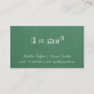 Chalkboard Energy Science Teacher Business Cards
