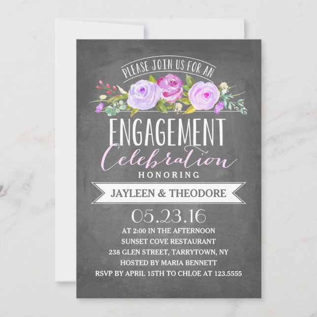 Chalkboard Engagement | Engagement Party Invitation (Front)