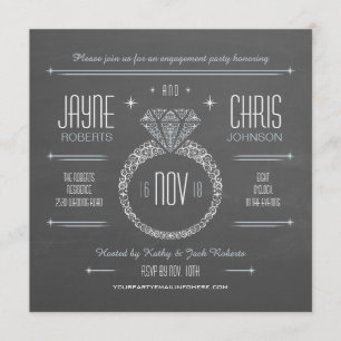Chalkboard Engagement Ring Party Invitation