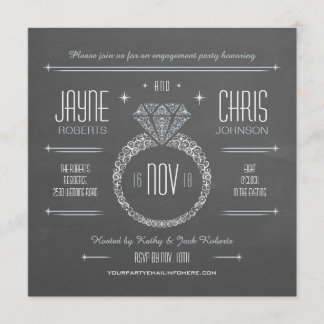 Chalkboard Engagement Ring Party Invitation