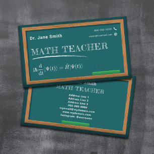 Chalkboard & Equation Math Teacher Business Card