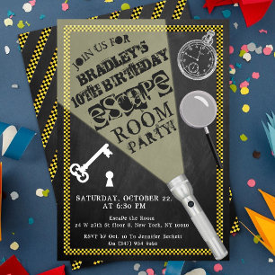 Chalkboard Escape Room Party Any Age Birthday Invitation