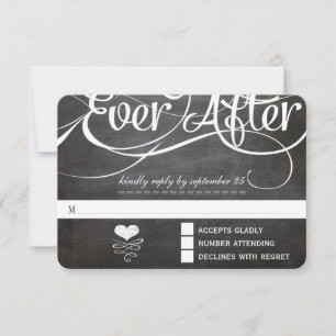Chalkboard Ever After Initials Typography RSVP Card