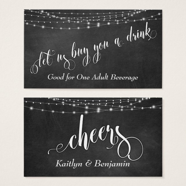 Chalkboard & Fairie Light Strings, Drink Tickets 2 (Front & Back)