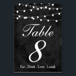 Chalkboard Fairy Lights & Hearts Party Table 8 Number<br><div class="desc">Share the joy with this beautiful & magical fairy lights with sweet looking hearts design & get your lovely guests to Eat,  Drink,  Love & Laugh! Great as a highlight for your party! ❤❤</div>