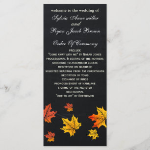 Chalkboard fall wedding programs tea length programme