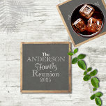 Chalkboard Family Reunion Typography Favour Stone Coaster<br><div class="desc">Rustic,  chalkboard - blackboard with old,  wooden frame,  with typography templates for name and year.</div>