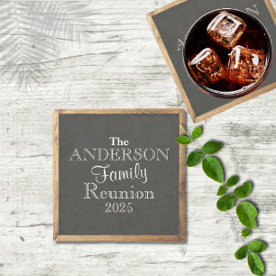 Chalkboard Family Reunion Typography Favour Stone Coaster