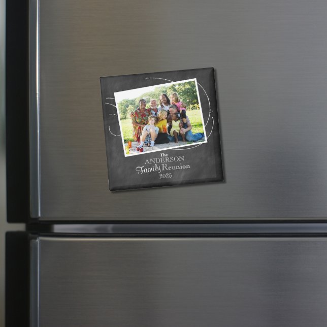 Chalkboard Family Reunion Typography Photo Favor Magnet (Creator Uploaded)