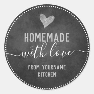 Chalkboard Fancy Script Homemade Food Items Classi Classic Round Sticker