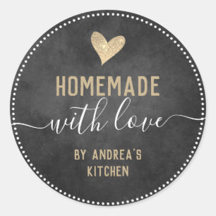 Chalkboard Fancy Script Homemade Food Items Classi Classic Round Sticker