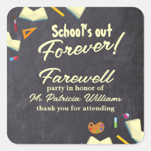 Chalkboard Farewell Retired Teacher Party  Square Sticker