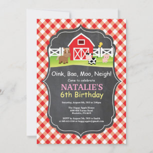 Chalkboard Farm Birthday Invitation Barnyard Party