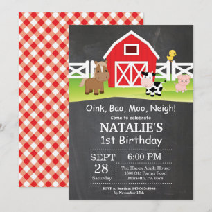 Chalkboard Farm Birthday Invitation Barnyard Party