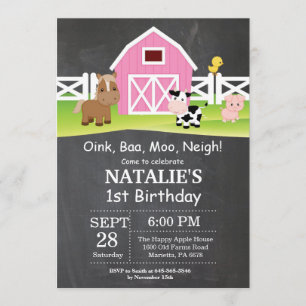 Chalkboard Farm Birthday Invitation Barnyard Party