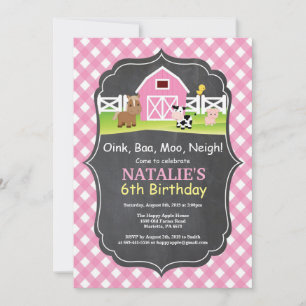 Chalkboard Farm Birthday Invitation Barnyard Party