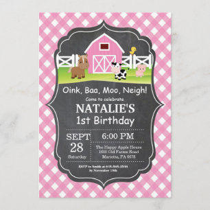 Chalkboard Farm Birthday Invitation Barnyard Party