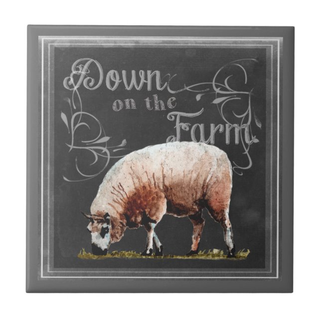 Chalkboard Farm | Down on the Farm Sheep Tile (Front)