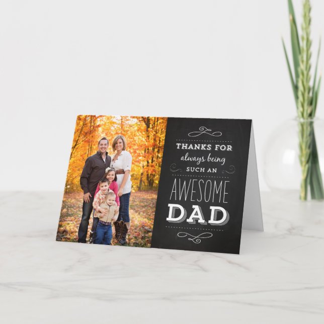 Chalkboard Father's Day Photo Greeting Card (Front)